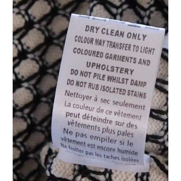 Three Floor Women's M Black White Perforated and Fringed Knitted Shift Dress - Picture 11 of 11